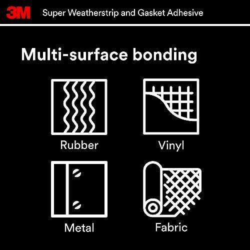 3M Black Super Weatherstrip and Gasket Adhesive, 08008, 5 fl oz, 1 Per Pack