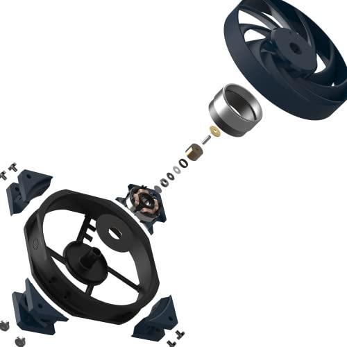 Cooler Master Mobius 120 OC High Performance Interconnecting Ring Blade Fan, PWM Fan Speed Toggle, Metal Motor Hub, Double Ball Bearing for PC Case, Liquid and Air Cooler (MFZ-M2NN-32NPK-R1), Black
