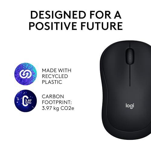 Logitech M185 Wireless Mouse, 2.4GHz with USB Mini Receiver, 12-Month Battery Life, 1000 DPI Optical Tracking, Ambidextrous, Compatible with PC, Mac, Laptop - Black