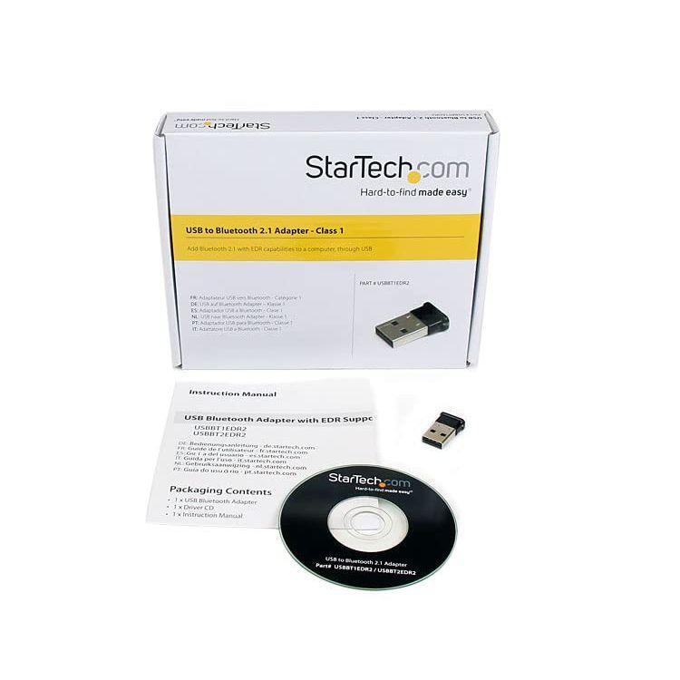 StarTech.com Bluetooth Adapter - Mini USB Adapter - Bluetooth 2.1 - Class 1 EDR - Bluetooth Receiver (USBBT1EDR2)
