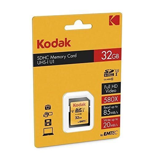 KODAK SDHC Card 32GB UHS-I U1 V10 Premium, up to 85MB/s Read Speed, for Full HD Video and High-Resolution Pictures, Compatible with SDHC Standard - EKMSD32GHC10K