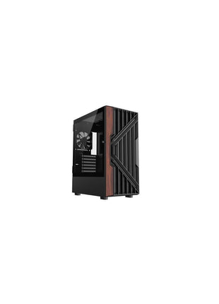 DIYPC DIY-G18-WD Black USB3.0 /Type C ATX Mid Tower Gaming Computer Case w/Tempered Glass Side Panel and Walnut Wood Front Panel