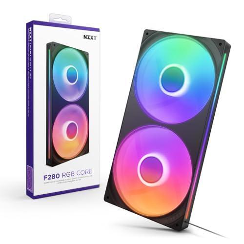 NZXT F280 RGB Core - 280mm Single-Frame Fan Unit with 2 x 140mm RGB Fans - Speed & Lighting Control - High Static Pressure & Airflow - Fluid Dynamic Bearings - 8 aRGB LEDs Per Fan - Black