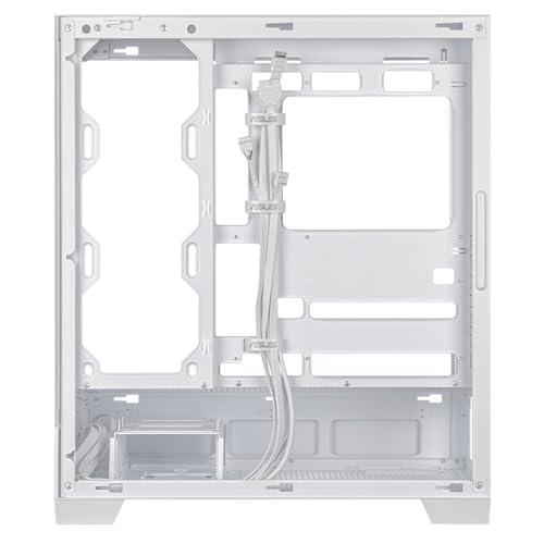ASUS A31 White ATX Mid-Tower Gaming Case, Dual-Sided Tempered Glass, Frameless Design, BTF Hidden Connectors, 360 AIO Support, 8° Angled Base, ARGB Ready, Optimized Airflow, Seamless Cable Management