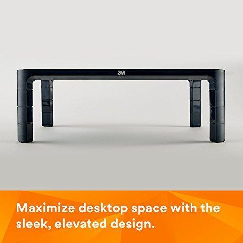 3M Adjustable Monitor Stand for Monitors and Laptops, Three Leg Segments Simply Adjust Height from 1.7" to 5.5", Holds up to 20 lbs, 13.6 in Clearance Between Legs for Storage, Black (MS85B)