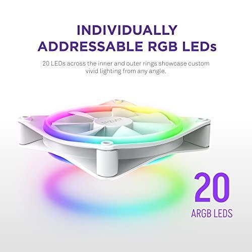 Nzxt 270651 Fan Rf-d14sf-w1 F140 Rgb Duo 140mm Fdb 4-pin Pwm White Ratail