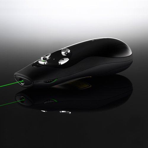 Kensington Wireless Presenter Pro with Green Laser, Class 2, 150 Ft Range, Black