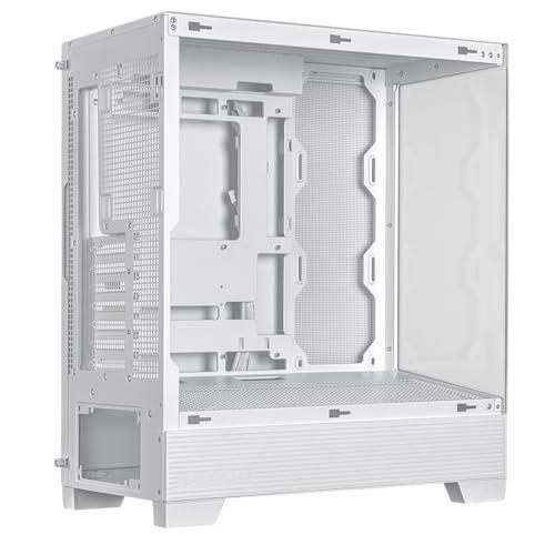 ASUS A31 White ATX Mid-Tower Gaming Case, Dual-Sided Tempered Glass, Frameless Design, BTF Hidden Connectors, 360 AIO Support, 8° Angled Base, ARGB Ready, Optimized Airflow, Seamless Cable Management