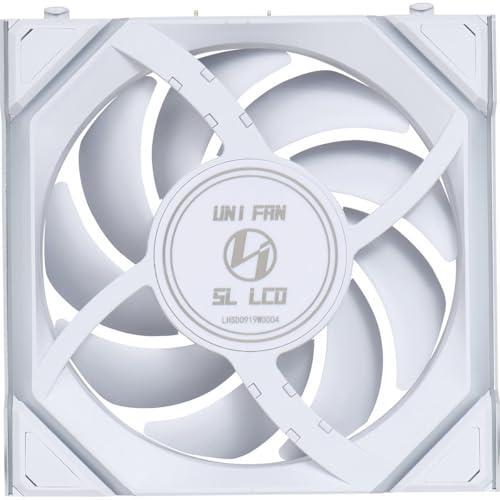 Lian Li UNI Fan SL LCD Wireless (Reverse Blade) 120mm ARGB Fan - Single Pack - 1.6" LCD - 2.4 GHz Wireless Signal for RGB & Fan Control - Controller NOT Included & Required - White(12RSLLCD1W1W)