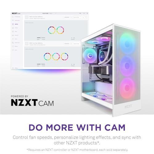 NZXT F420 RGB Core - 420mm Single-Frame Fan Unit with 3 x 140mm RGB Fans - Speed & Lighting Control - High Static Pressure & Airflow - Fluid Dynamic Bearings - 8 aRGB LEDs Per Fan - White