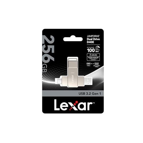 Lexar D40E 256GB Dual USB 3.2 Gen 1 Type-C Jump Drive, USB-C Flash Metal Housing Swivel Design Thumb Drive