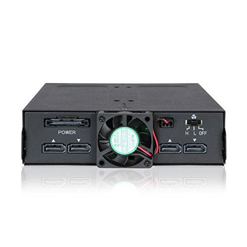 ICY DOCK 4 Bay 2.5 SAS/SATA HDD/SSD Metal Mobile Rack Enclosure for 5.25" Bay (with Fan Control) | ToughArmor MB607SP-B