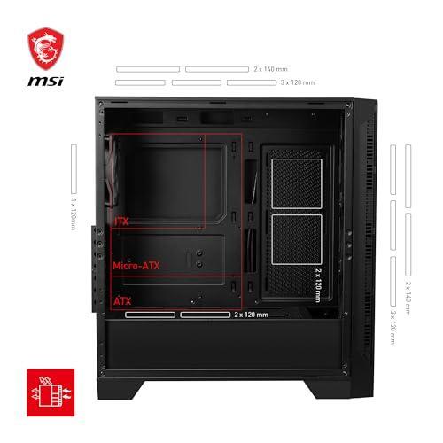 MSI MAG Forge 321R Airflow - Premium Mid-Tower Gaming PC Case - Tempered Glass Side Panel - ARGB 120mm Fans - Liquid Cooling Support up to 360mm Radiator - Vented Front Panel