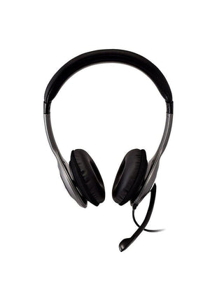 V7 HU521 Deluxe USB Stereo Headphones with Microphone - Black & Grey