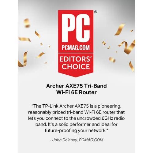 TP-Link AXE5400 Tri-Band WiFi 6E Router (Archer AXE75)- Gigabit Wireless Internet for Gaming, VPN, OneMesh, WPA3