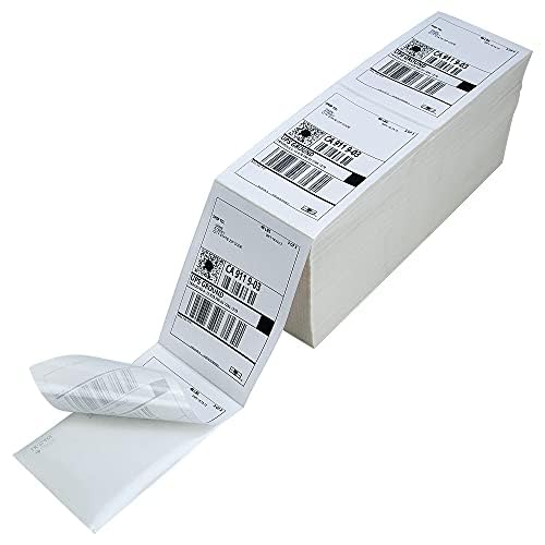 L LIKED 4000 Fanfold 4" x 6" Direct Thermal Labels, with Perforated line for Thermal Printers - Compatible with Zebra & Rollo Printer
