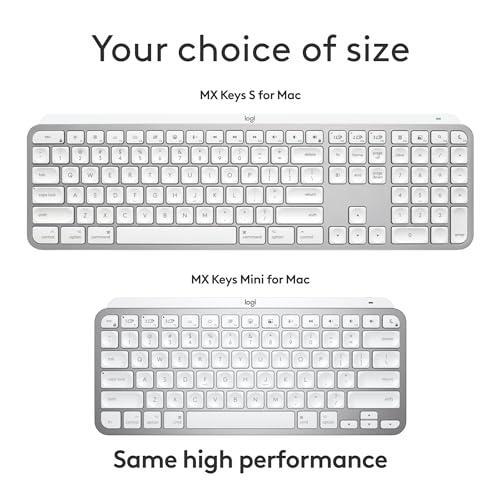 Logitech MX Keys S for Mac, Wireless Keyboard, Fluid, Precise Laptop-Like Typing, Programmable Keys, Backlit, Bluetooth USB C Rechargeable for MacBook Pro, MacBook Air, iMac, iPad - Pale Grey