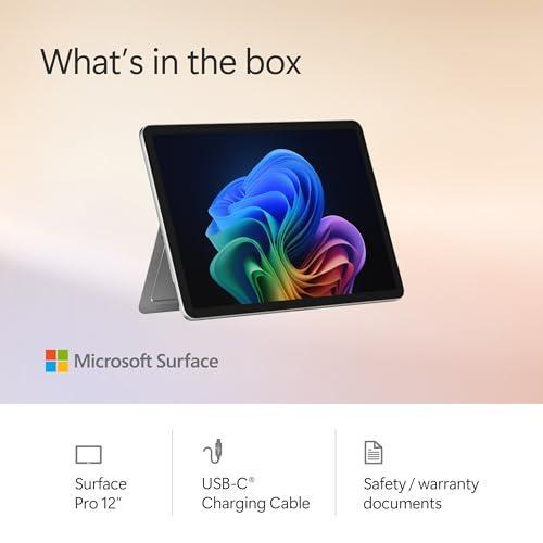 Microsoft Surface Pro 2-in-1 Laptop/Tablet (2025), Windows 11 Copilot+ PC, 12" Touchscreen Display, Snapdragon X Plus (8 Core), 16GB RAM, 512GB Storage, Platinum