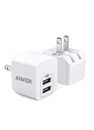 Anker 2-Pack Dual Port 12W USB A Charger Block with Foldable Plug, Charging Box Brick, Cube for iPhone 16 15 14 13 12 Pro Max, Galaxy S22 S21 Note 20