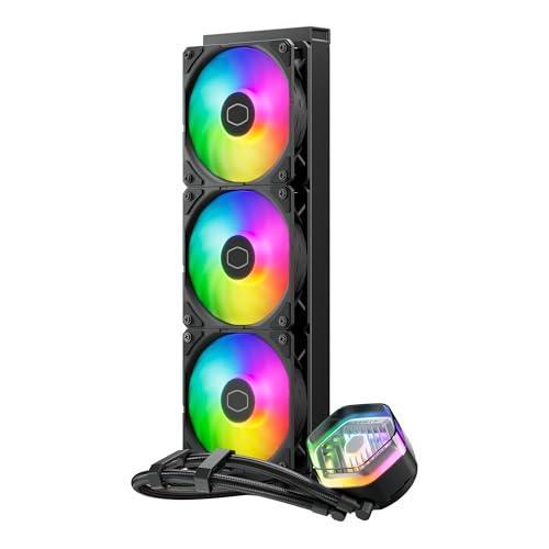Cooler Master 360 Atmos High Performance Close-Loop AIO Liquid Cooler, R9|i9 Dual Chamber Pump, Customize Cover, Sickleflow Edge PWM, aRGB Lighting, AMD Ryzen AM5|4, Intel LGA 1851|1700 Platform