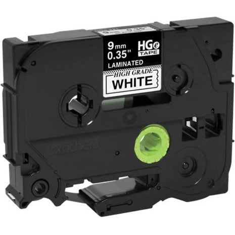 Brother 9mm (0.35 inch) Black on White HGe Tape with Standard Adhesive 8m (26.2 ft) - 5 Pack