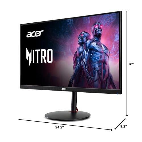 Acer Nitro 27" WQHD 2560 x 1440 PC Gaming IPS Monitor | AMD FreeSync Premium Up to 180Hz Refresh 0.5ms DCI-P3 95% 1 Display Port 1.2 & 2 HDMI 2.0 XV271U M3bmiiprx,Black
