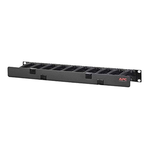 APC Rackmount Horizontal Cable Manager, AR8602A, 1U x 4" Deep, Single-Sided with Cover, Black