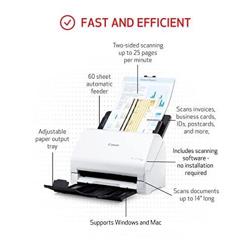 Canon imageFORMULA R30 - Office Document Scanner, Auto Document Feeder, Duplex Scanning, Plug-and-Scan Capability, No Software Installation Required