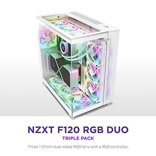 F120RGB Duo - 120mm Dual-sided RGB Fan - Triple Pack (White) w/RGB Controller