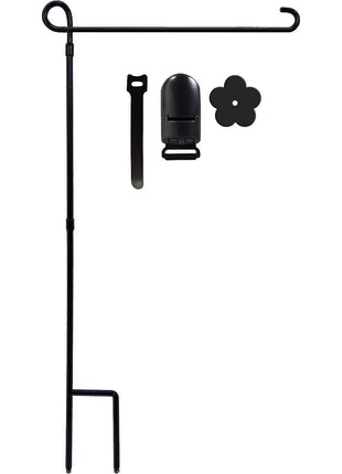 YEAHOME Garden Flag Holder Stand, Premium Yard Flag Holder Weather-Proof Metal Powder-Coated Flagpole with Clip and Stopper for Christmas Garden Flag, Outdoor Garden Decor Decoration