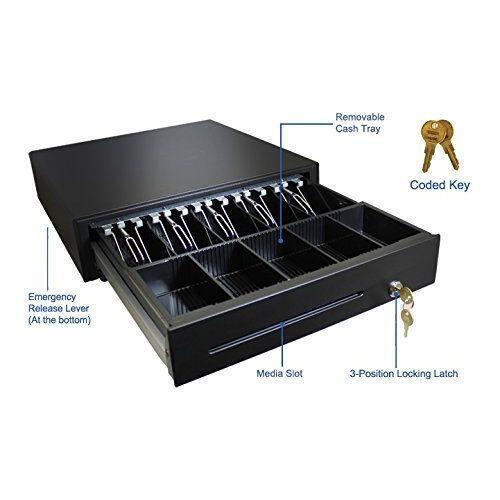 Adesso MRP-16CD Electronic cash drawer, Removable Cash Tray, Stainless Steel, 16 inch
