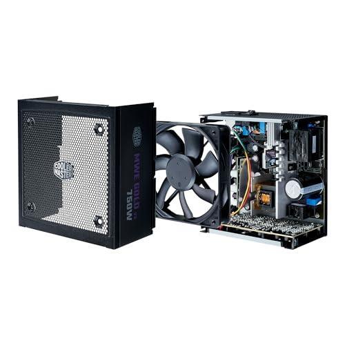 Cooler Master MWE Gold 750 V3 ATX 3.1 Full Modular PSU, 750W, 80+ Gold Efficiency, 90° 12VHPWR|450W PCIe 5.1, GPU Support RTX 4080, Zero-RPM Mode, Hexagonal Fan Cover, 10-Year