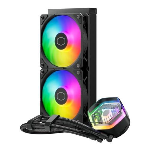 Cooler Master 240 Atmos High Performance Close-Loop AIO Liquid Cooler, R9|i7 Dual Chamber Pump, Customize Cover, Sickleflow Edge PWM, aRGB Lighting, AMD Ryzen AM5|4, Intel LGA 1851|1700 Platform
