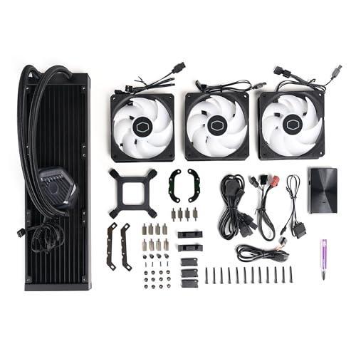 Cooler Master 360 Atmos High Performance Close-Loop AIO Liquid Cooler, R9|i9 Dual Chamber Pump, Customize Cover, Sickleflow Edge PWM, aRGB Lighting, AMD Ryzen AM5|4, Intel LGA 1851|1700 Platform