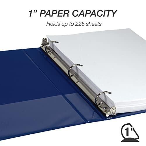 Samsill Durable 1 inch 3 Ring Binder, Made in USA, D Ring Binder, FSC 100% Recycled Chipboard, Fashion Assortment, 4 Pack