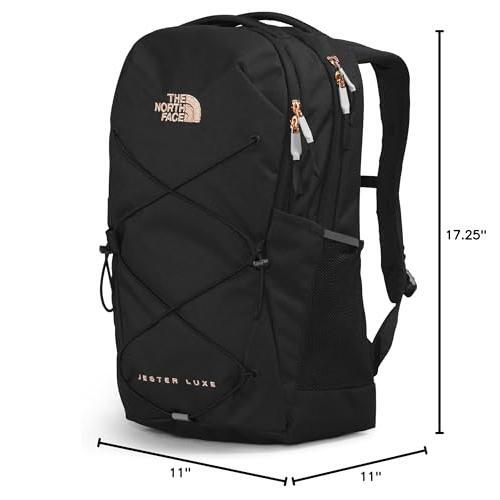 THE NORTH FACE Women's Jester Luxe Everyday Laptop Backpack, TNF Black/Burnt Coral Metallic, One Size