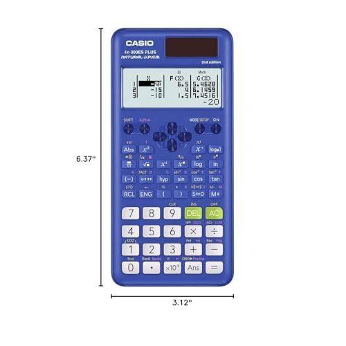 Casio fx-300ES Plus 2nd Edition – Standard Scientific Calculator | 262 Functions, Natural Textbook Display℠ | Ideal for Middle School, High School Math, Statistics & Algebra | Blue