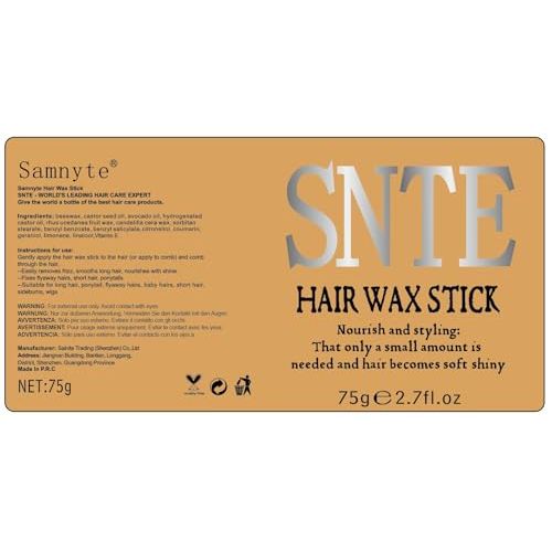 Samnyte Hair Wax Stick, Hair-Styling Waxes, Nourishing Accessories - Slick Stick for Women & Kids, Gel Tamer for Flyaways, Bun Maker & Styling Cream, 2.7 Fl Oz