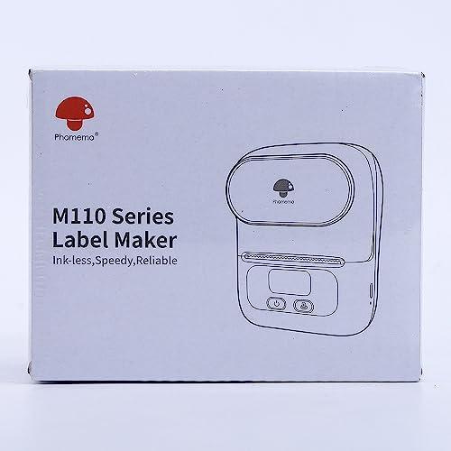 Phomemo M110 Label Makers - Barcode Label Printer Bluetooth Label Maker Portable Thermal Printer for Small Business, Address, Barcode, Logo, Clothing, Mailing, Sticker Printers for Phones & PC, Black