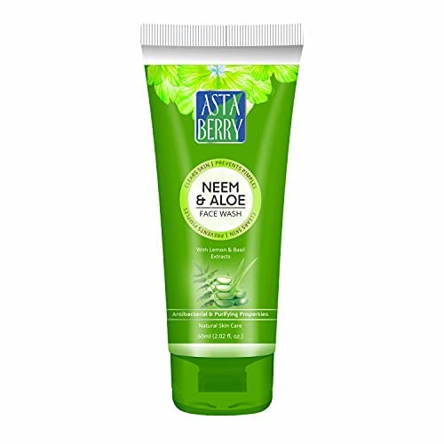 ASTABERRY Neem & Aloe Face Wash | Enriched with Neem, Aloe Vera & Basil | Oil Control | (Pack of 2 (100ml X2))