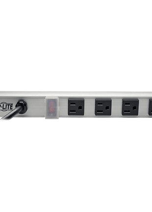 Tripp Lite 4 Outlet Power Strip, 10 ft. Cord with NEMA 5-15P Plug, 12 inch., Metal (PS120410),Gray/black