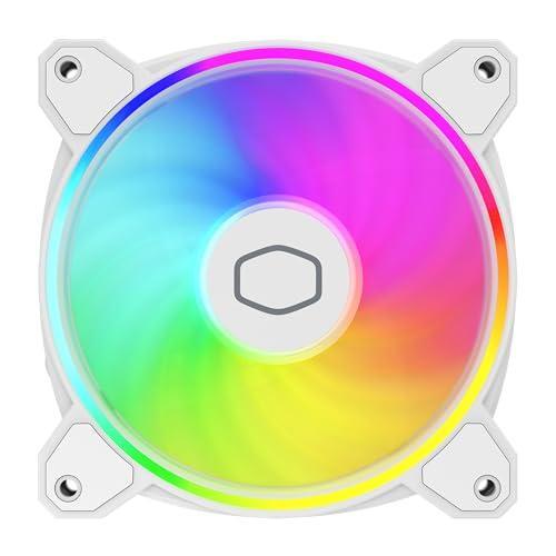 Cooler Master MF140 Halo² White PC Case Liquid Cooler Air Cooler Fan, 140mm Fan, Dual-Loop aRGB Rings, Dynamic PWM 2,050 RPM, Air Balance Blades, aRGB Lighting, Hybrid Frame