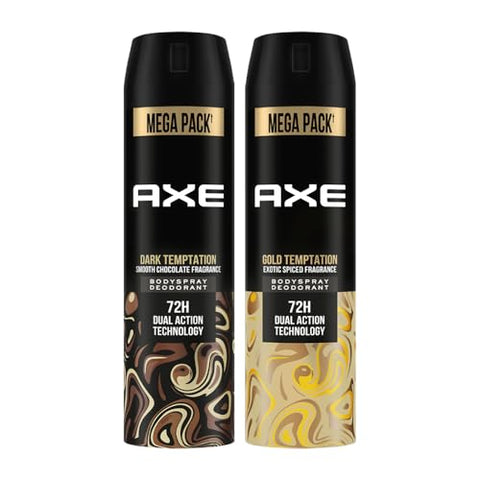 Axe Dark Temptation Men's Deodorant + Axe Gold Temptation Deodorant, 215ml, Pack of 2