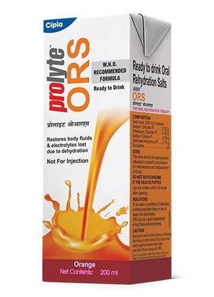 Cipla Prolyte Ors Ready To Drink Liquid Oral Rehydration Contains Vital Electrolytes | Restores Body Fluids & Electrolytes Lost Due To Sweating, Diarrhea & Vomiting | Who Formula (Orange, Pack Of 30)