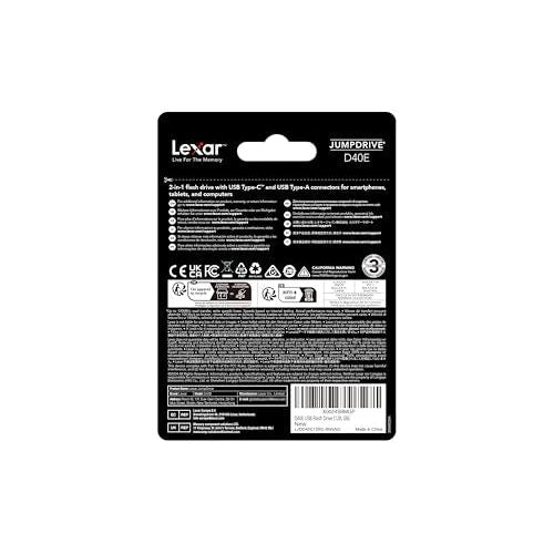 Lexar D40E 128GB Dual USB 3.2 Gen 1 Type-C Jump Drive, USB-C Flash Metal Housing Swivel Design Thumb Drive