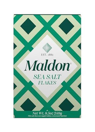 Maldon Salt, Sea Salt Flakes, 8.5 oz (240 g), Kosher, Natural, Unique Gourmet Pyramid Shaped Salt Flakes, Perfect for a Wide Range of Dishes, Hand-Harvested for Four Generations (Packaging May vary)