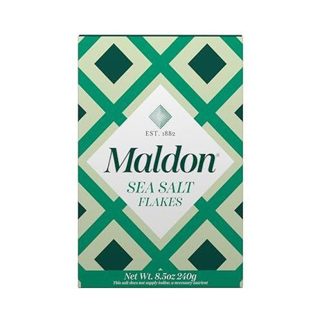 Maldon Salt, Sea Salt Flakes, 8.5 oz (240 g), Kosher, Natural, Unique Gourmet Pyramid Shaped Salt Flakes, Perfect for a Wide Range of Dishes, Hand-Harvested for Four Generations (Packaging May vary)