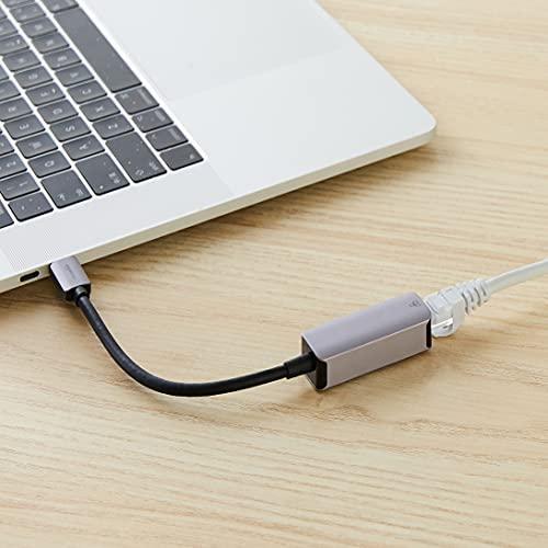 Amazon Basics Aluminum USB-C to RJ45 Gigabit Ethernet Adapter, Fast Network, Grey, 2.07 x 0.81 x 0.6 inches