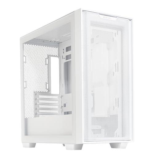 ASUS A21 Micro-ATX Case White Edition Supports Graphics Cards up to 380mm, 360mm Coolers, & Standard ATX PSUs, Porous Front-Panel Mesh, Compatible with New BTF Hidden Connector Technology