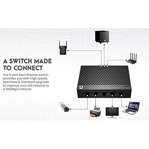 Netis ST3108C 8 Port 10/100Mbps Fast Ethernet Switch | Desktop Ethernet Splitter, Ethernet Hub, Plug and Play, Traffic Optimization Auto-Negotiation RJ45 Ports with Compact Design